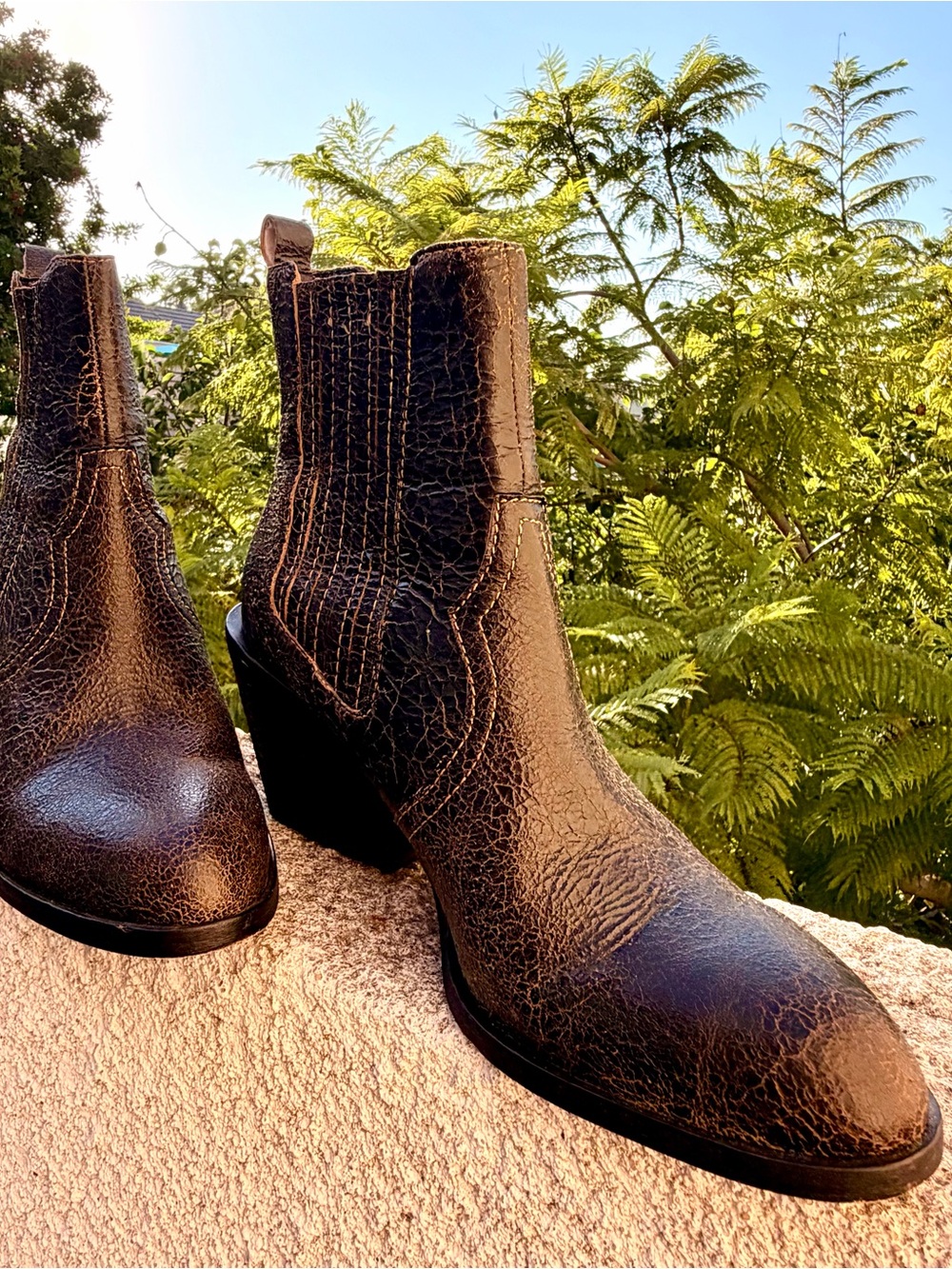 Donald Pilner Rivver Distressed Leather Ankle Boots. Western, Cowboy, Americana